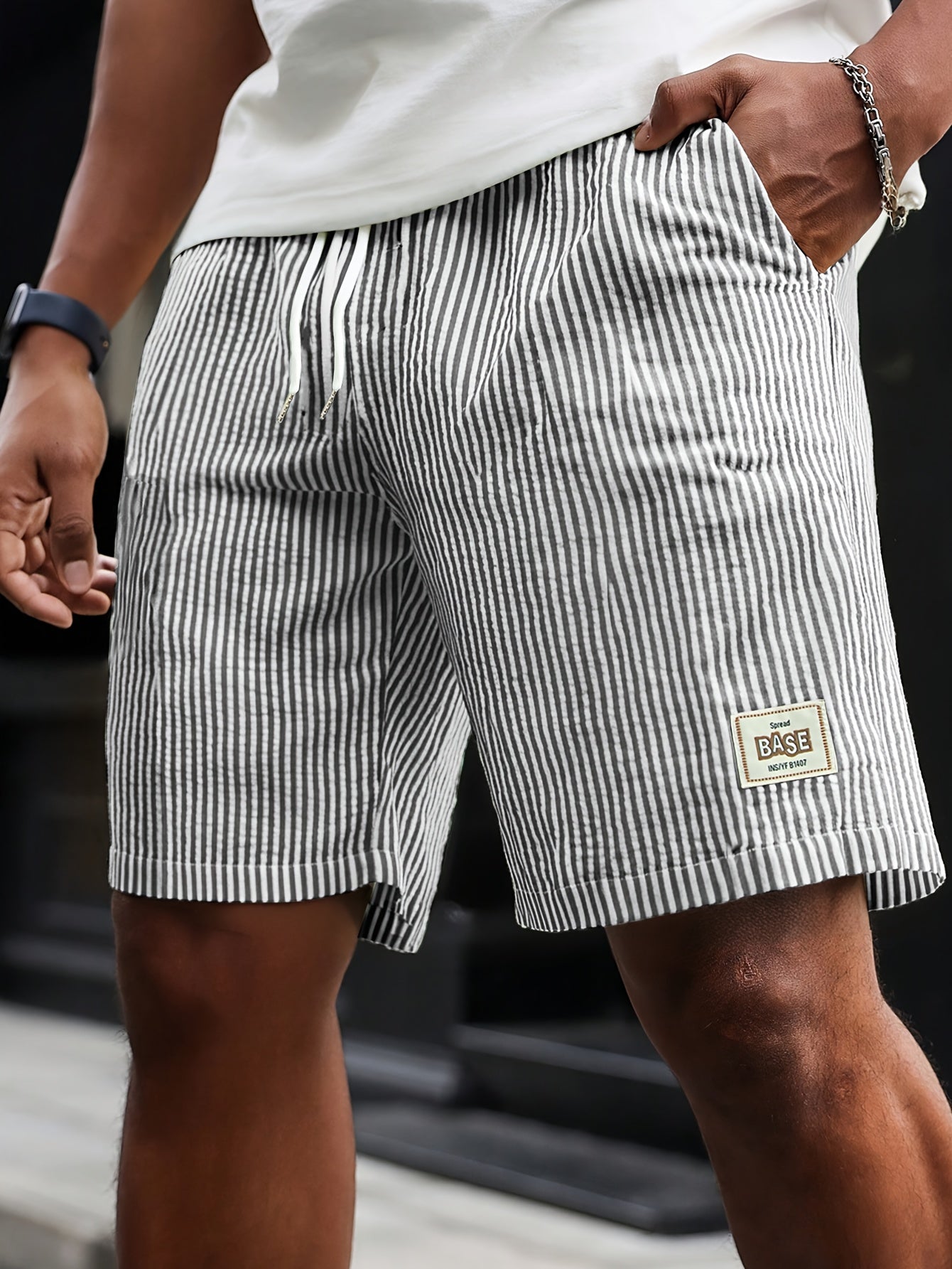 Herren Casual Elastisch Taille Gestreift Sommer Shorts