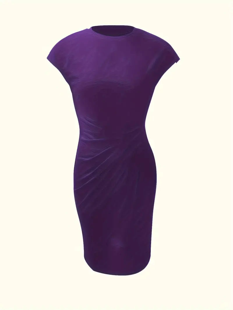 Damen Sommer Drapiert Elegant Bodycon Midikleid