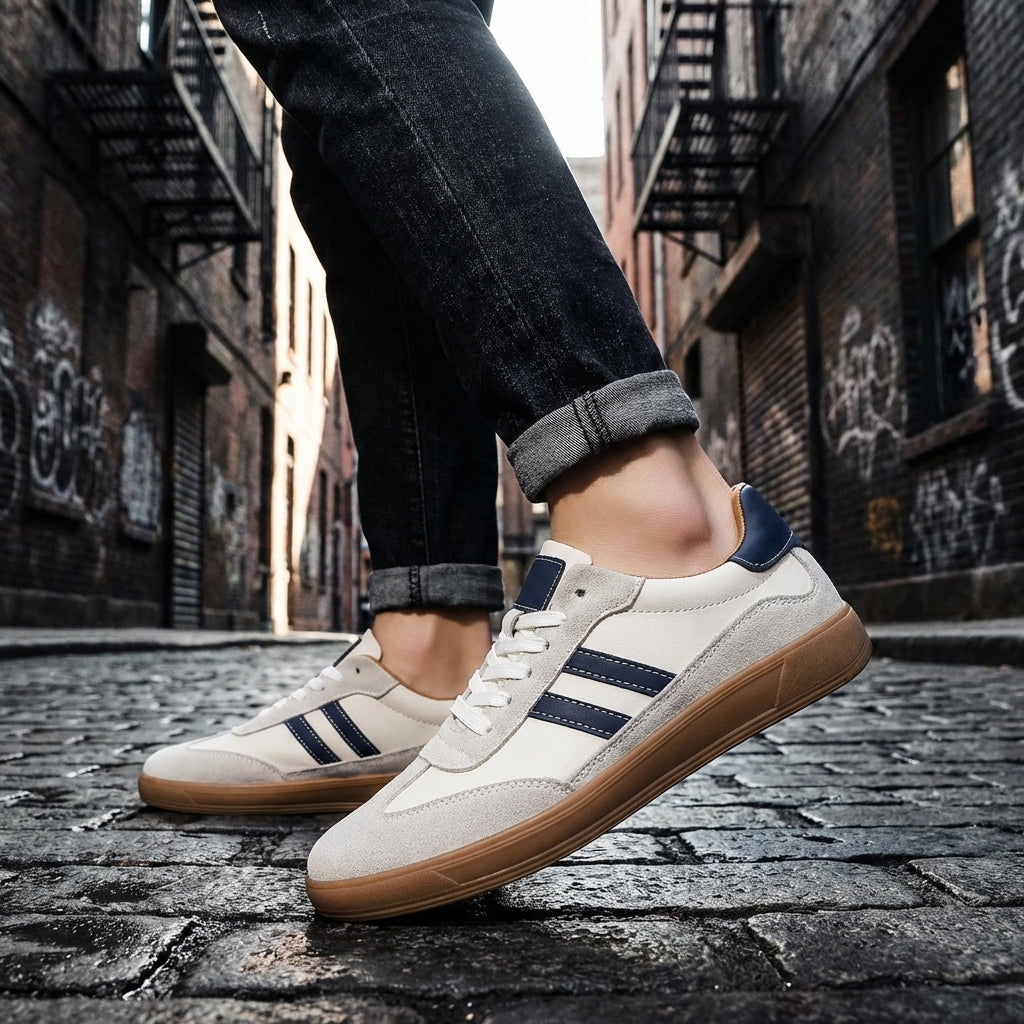 Herren Lässig Schnürung Streifen Sneakers