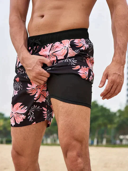 Herren Sportlicher Slim Fit Badehose mit Innenfutter