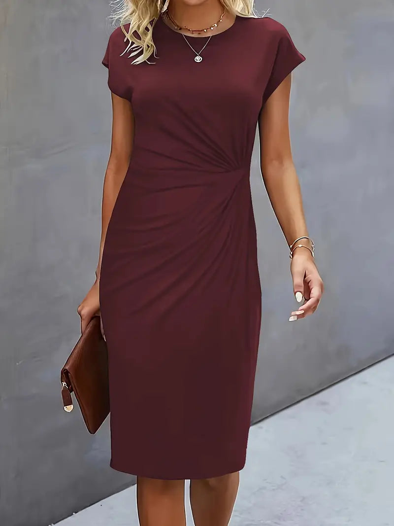 Damen Sommer Drapiert Elegant Bodycon Midikleid