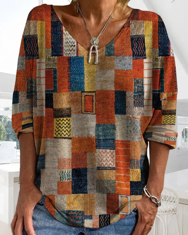 Damen Sommer V-Ausschnitt Tunika Bluse