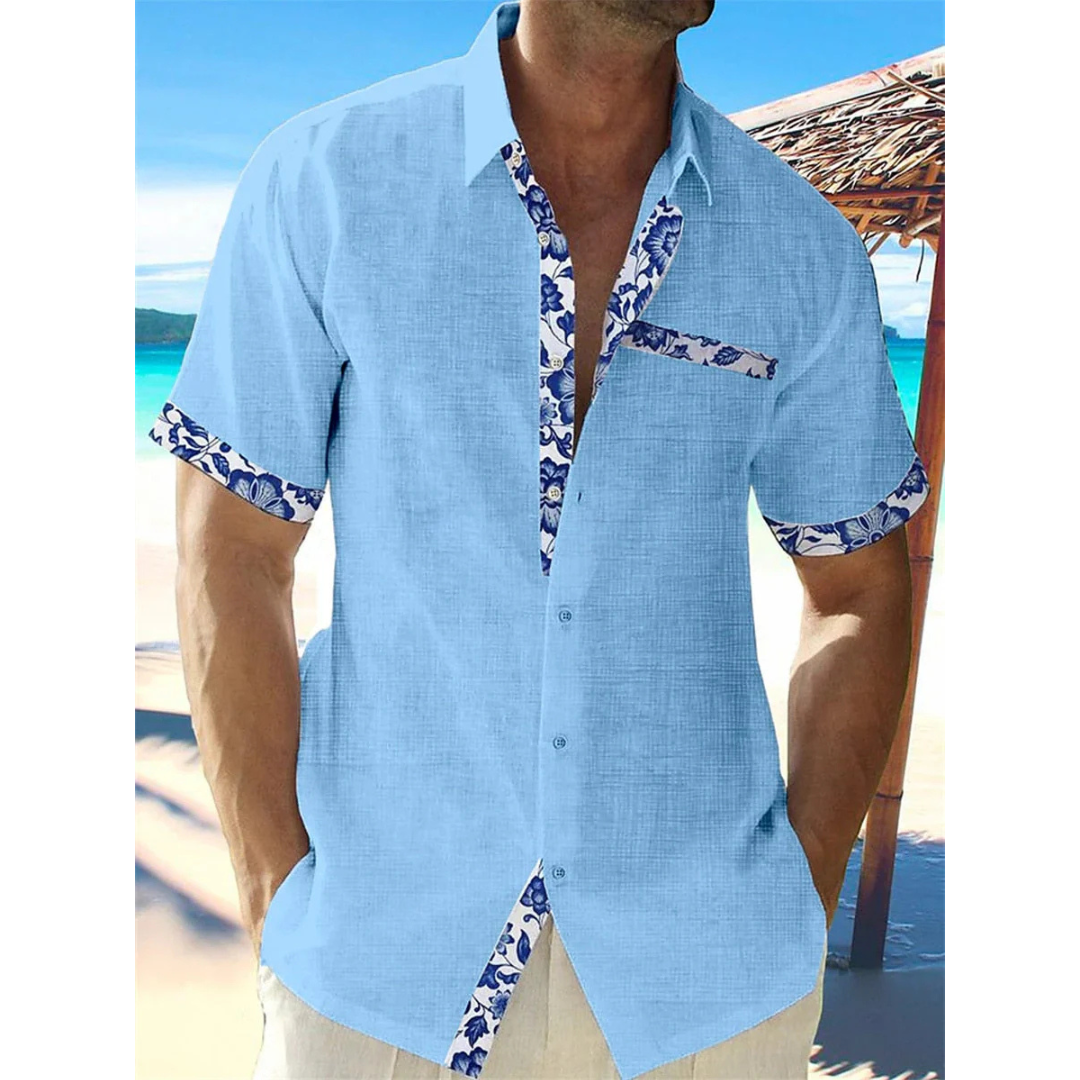Herren Leinen Sommer Kurzarmhemd
