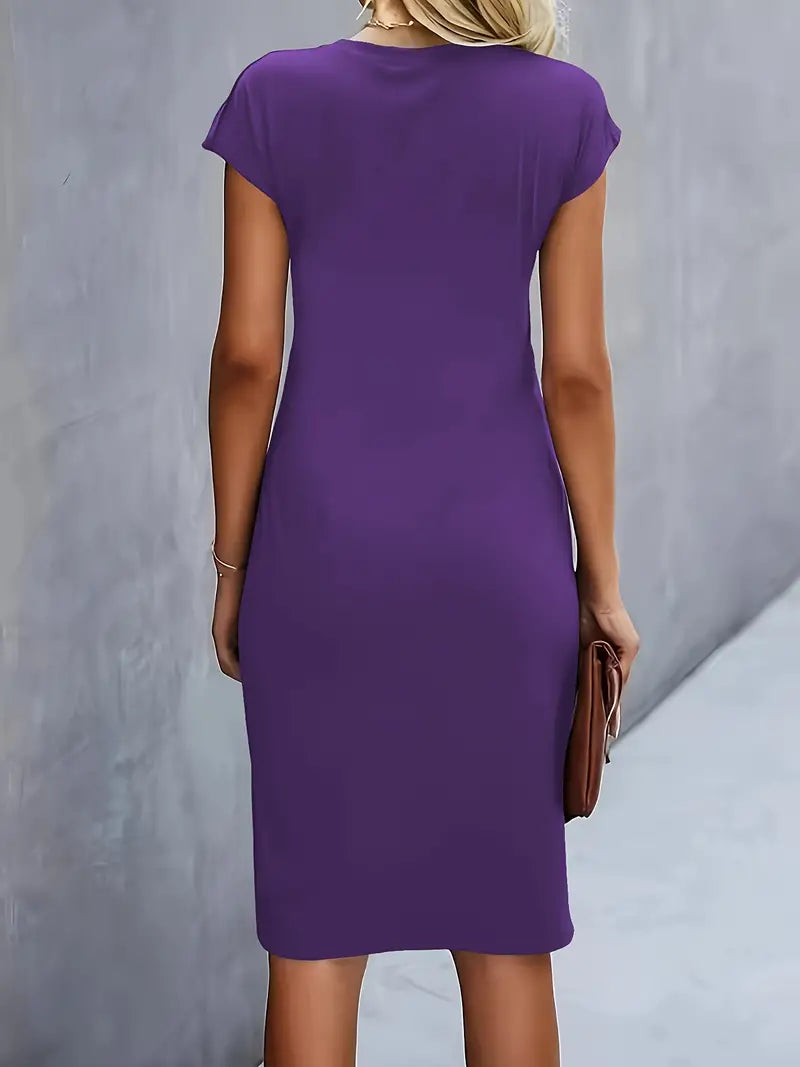 Damen Sommer Drapiert Elegant Bodycon Midikleid