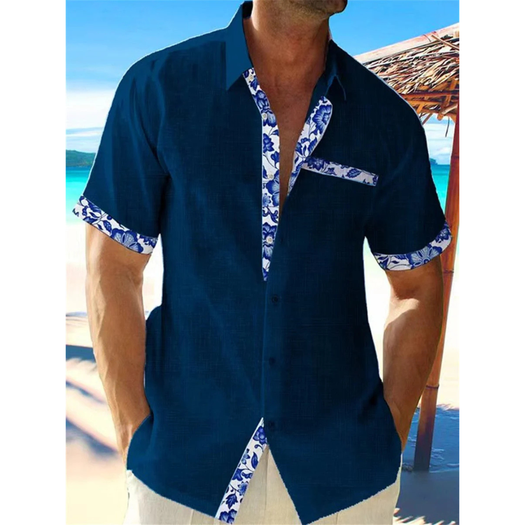 Herren Leinen Sommer Kurzarmhemd