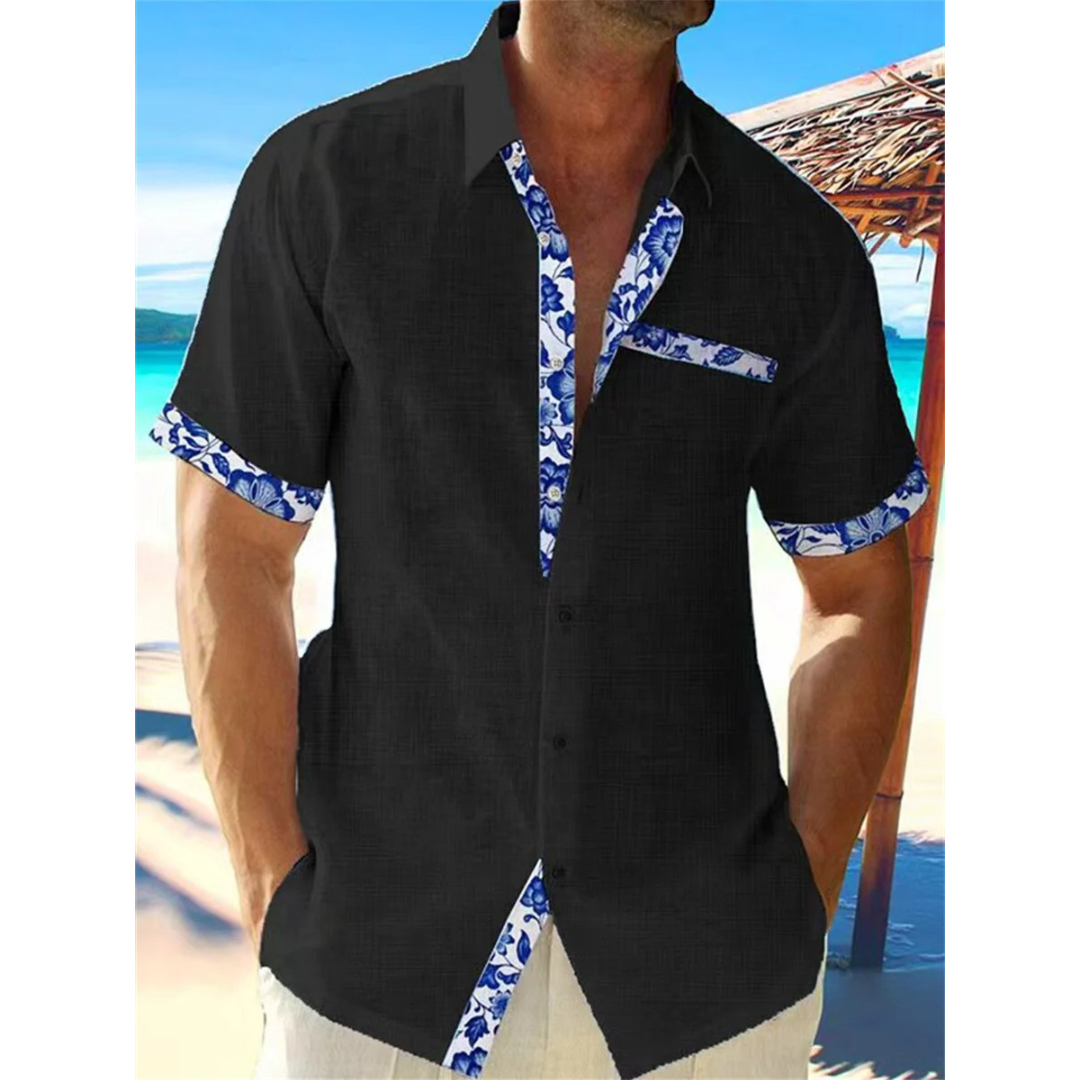 Herren Leinen Sommer Kurzarmhemd