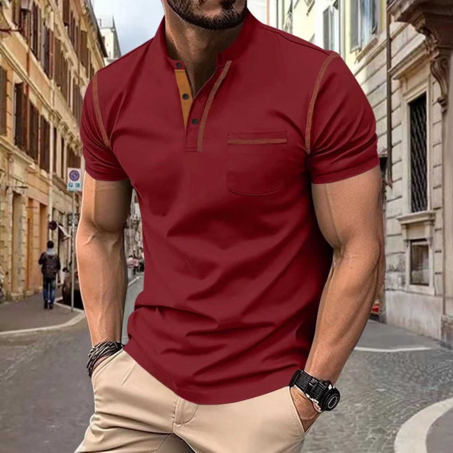 Herren Sommer Kurzarm Slim Fit Poloshirt