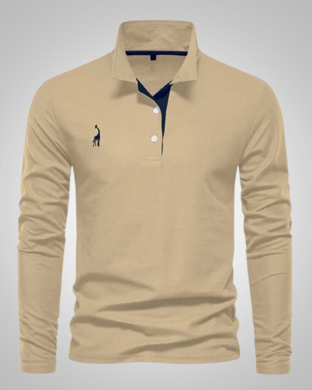 Herren Sommer Langarm Button Down Poloshirt