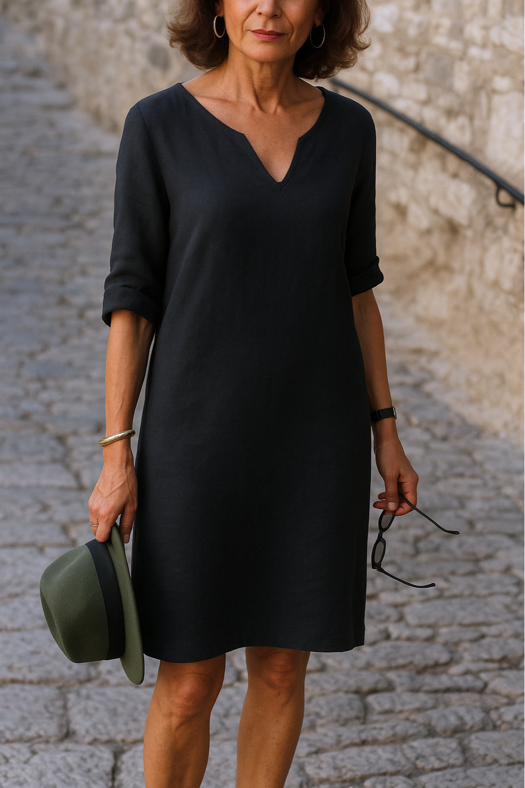 Damen Kerbausschnitt Sommer Midi Kleid