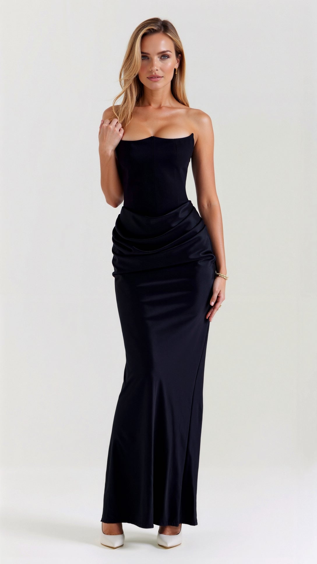 Damen Festliches Korsett Maxi Hochzeitsgastkleid