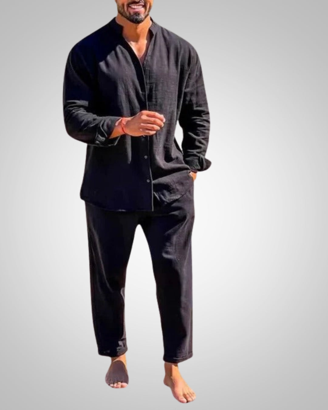 Herren Zweiteiler Stehkragen Sommer Set
