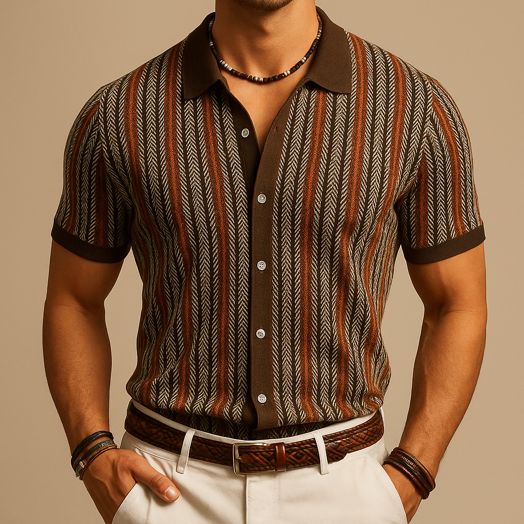 Herren Kontrastdesign Kurzarm Sommer Hemd