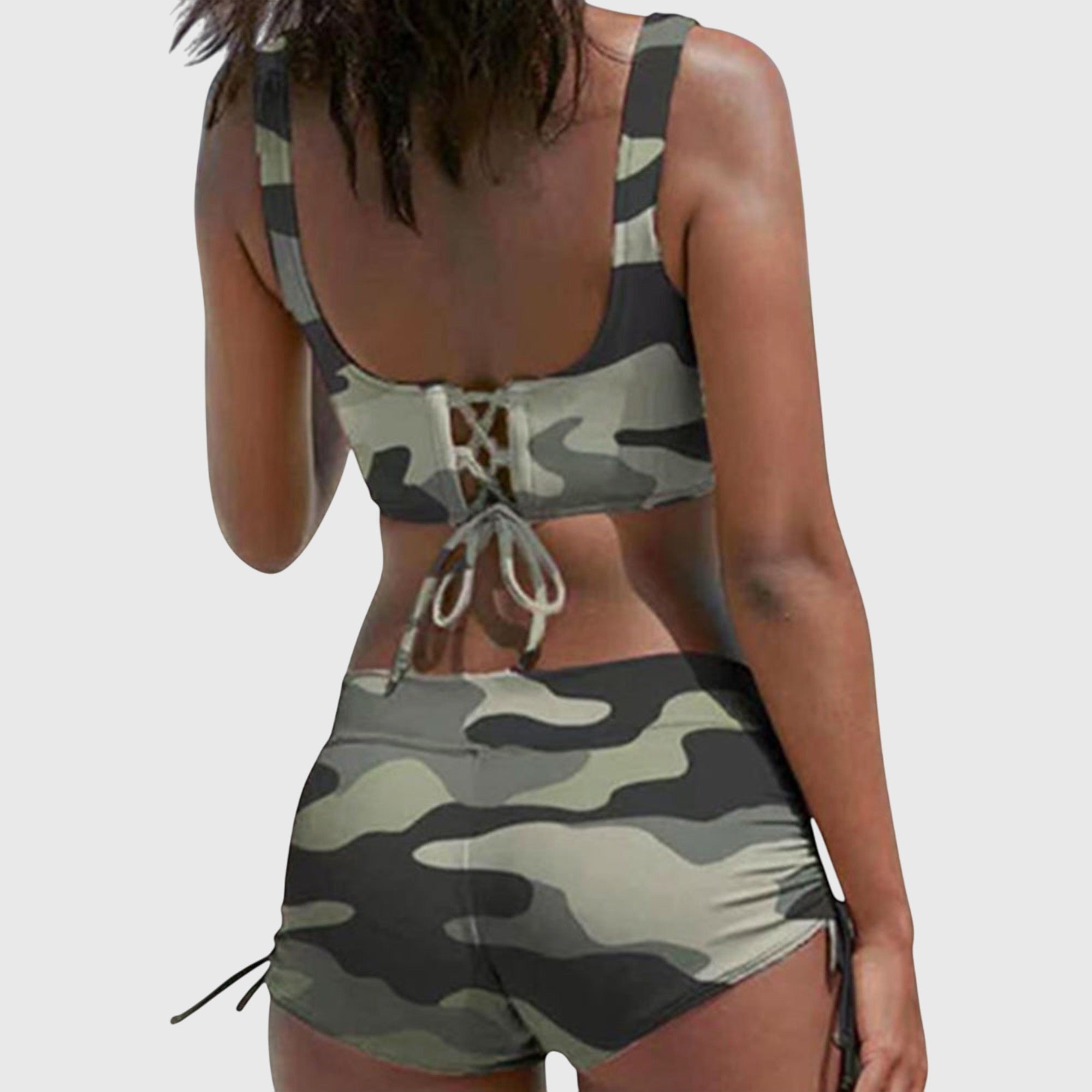Damen Sommer Raffungsdetail High Waist Bikini