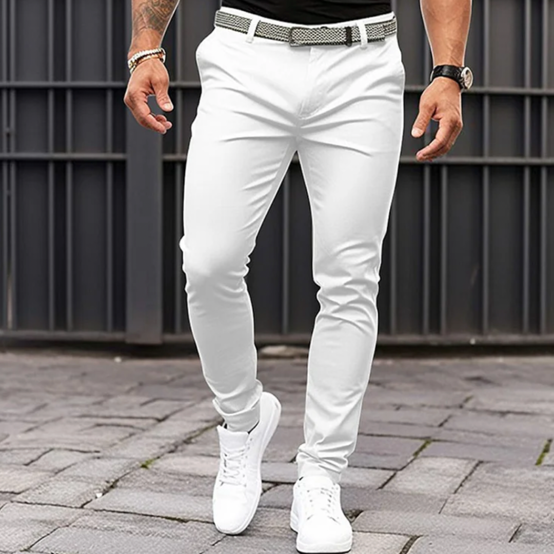 Herren Gürtelschlaufen Slim Fit Chino Hose