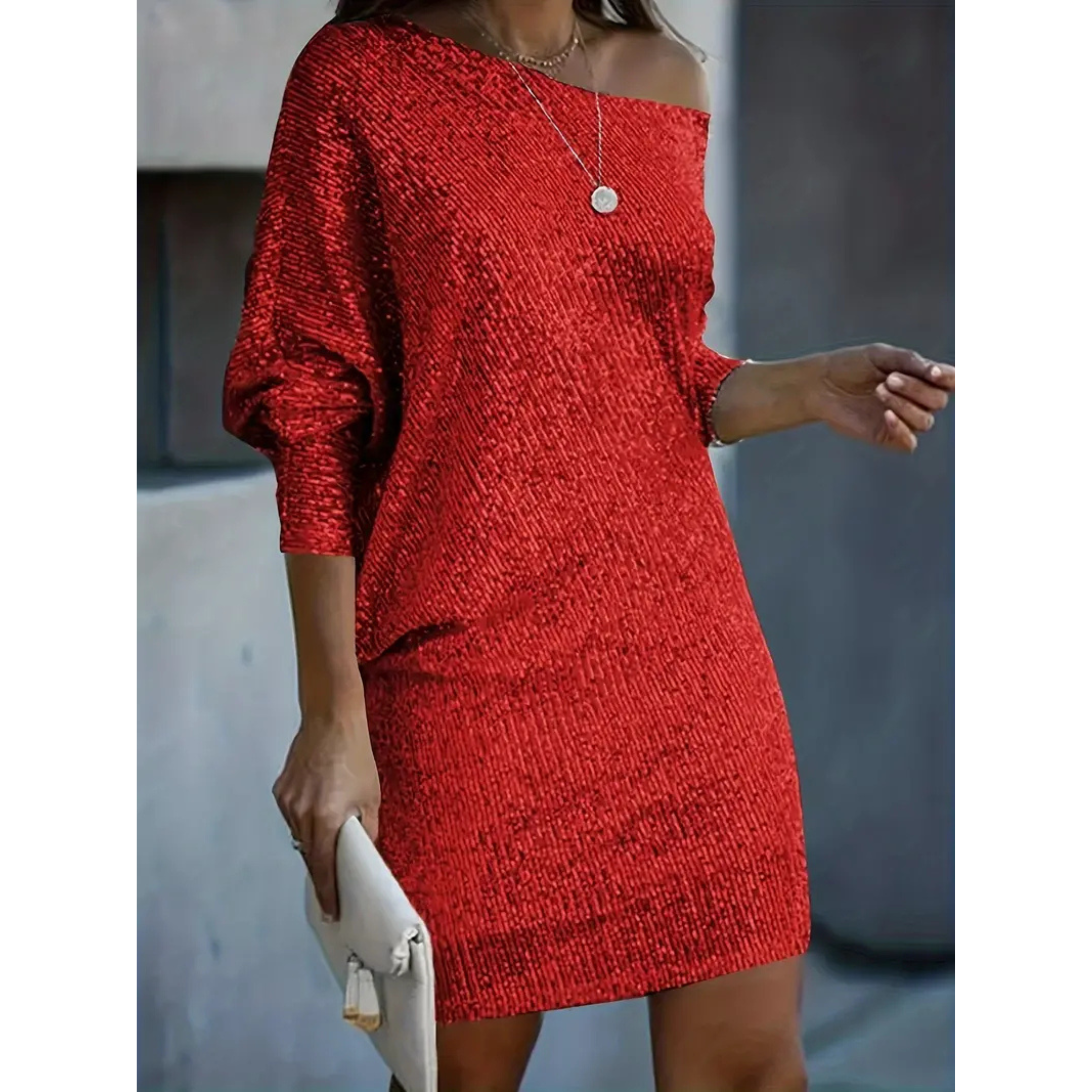 Damen Sommer Ein-Schulter Abend Midikleid