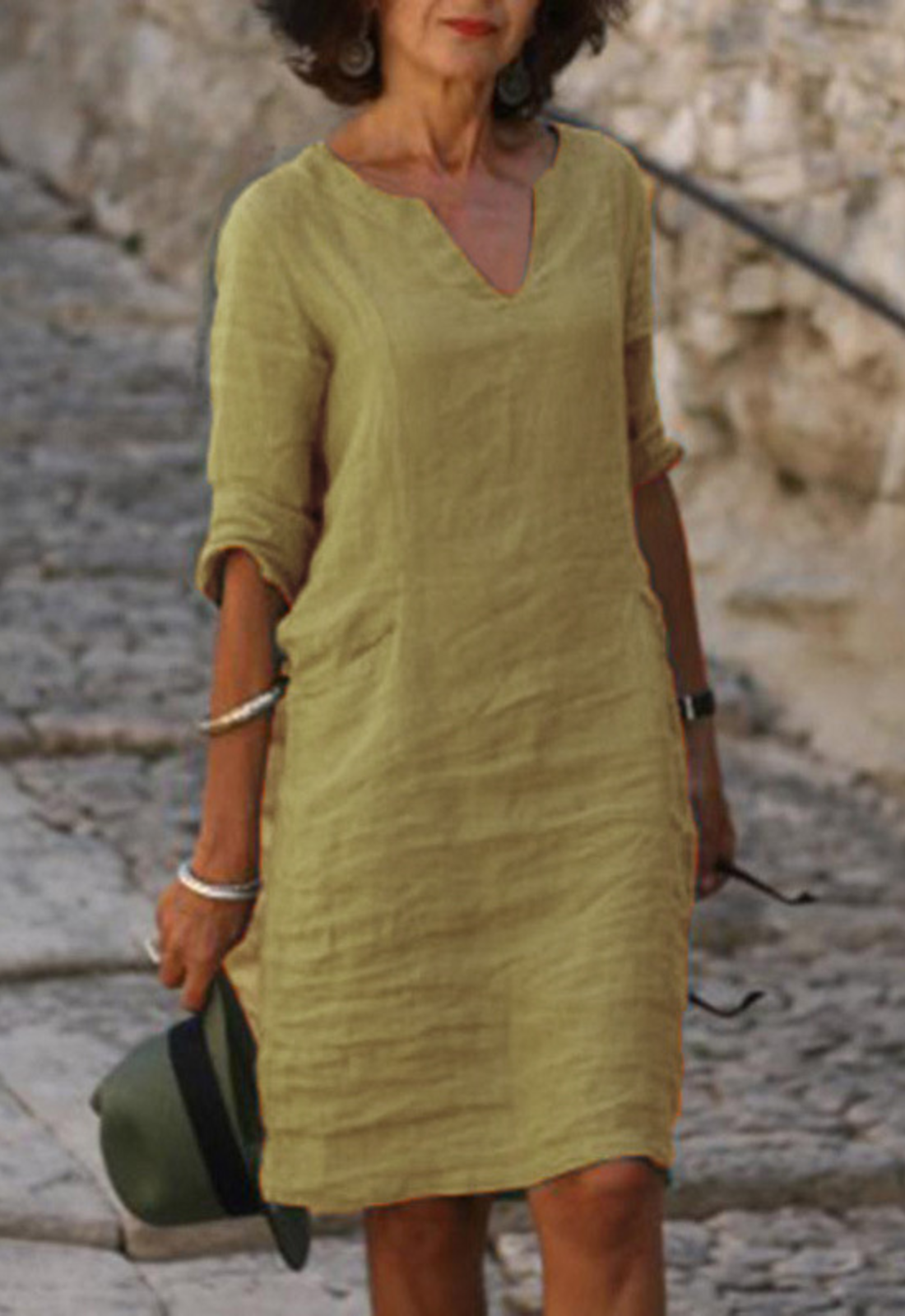 Damen Kerbausschnitt Sommer Midi Kleid