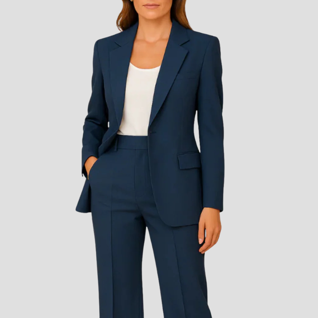 Damen Anzug-Set mit langem Blazer und weiter Hose