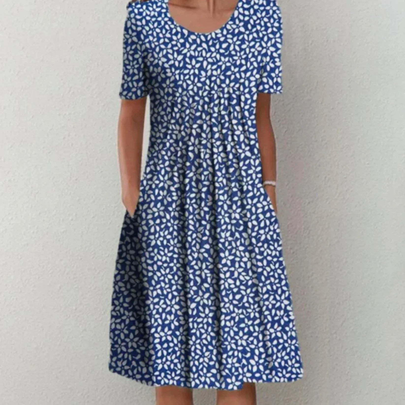 Damen Kurzarm Geblümt Sommer Midikleid