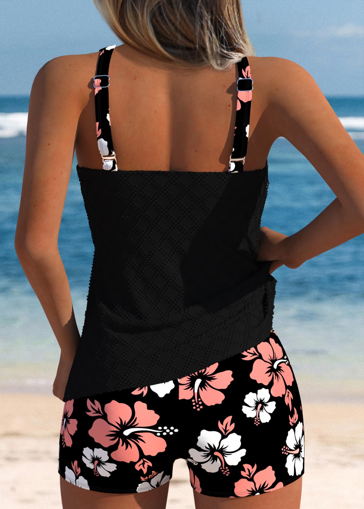 Damen Sommer Rundhals Tankini Badeanzug