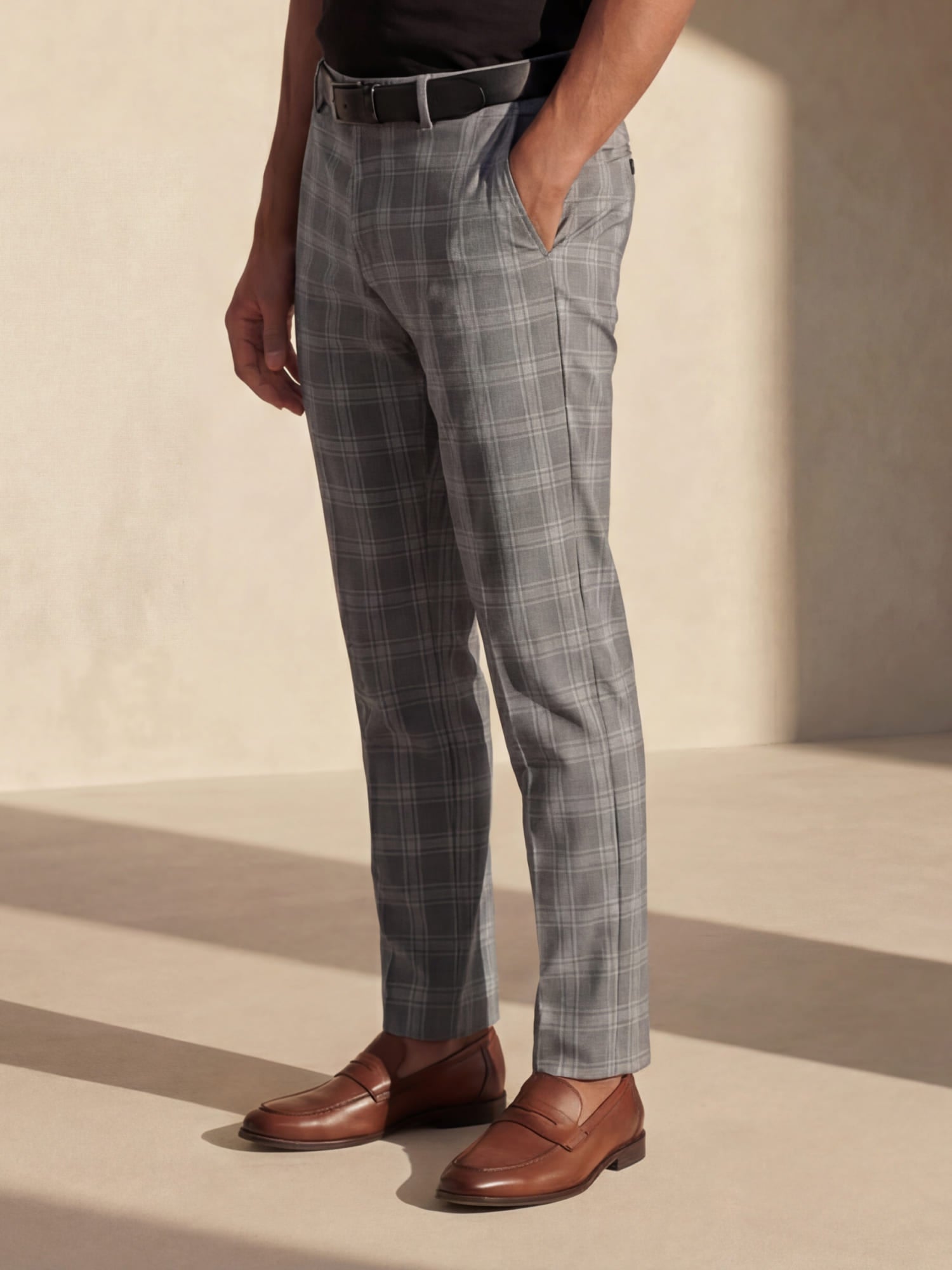 Herren Slim Fit Karierte Casual Chino Hose