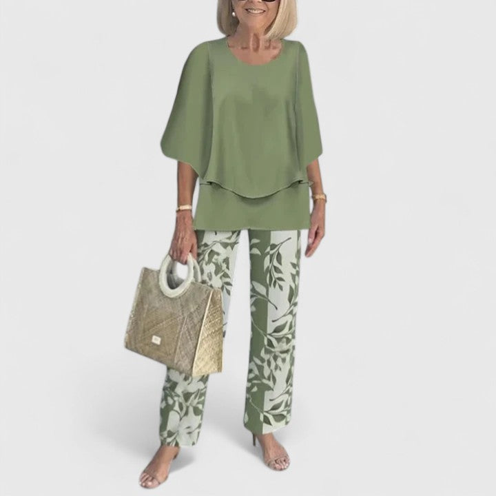 Damen Relaxed Fit Gemustert Casual Zweiteiler Set