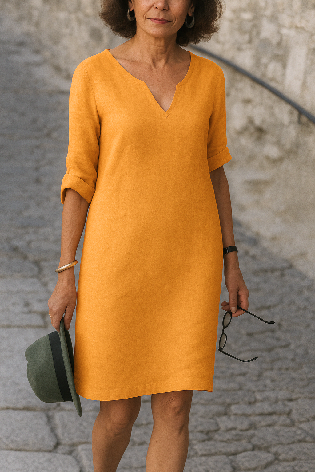 Damen Kerbausschnitt Sommer Midi Kleid