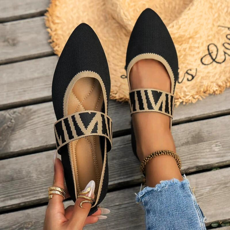 Damen Lässige Spitze Slip-On Ballerina Sandalen