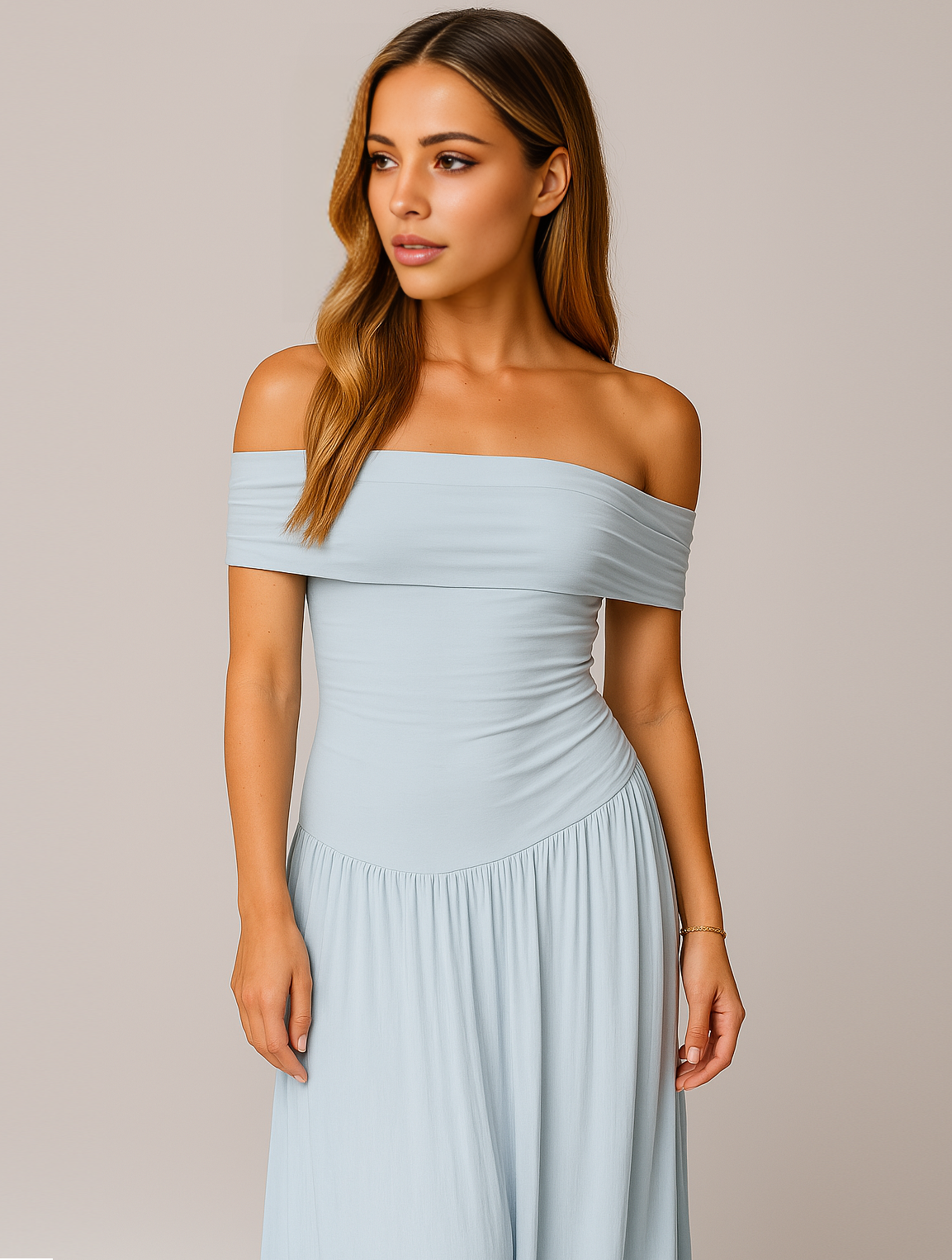 Damen Sommer Plissiert Hochzeitsgast Maxikleid