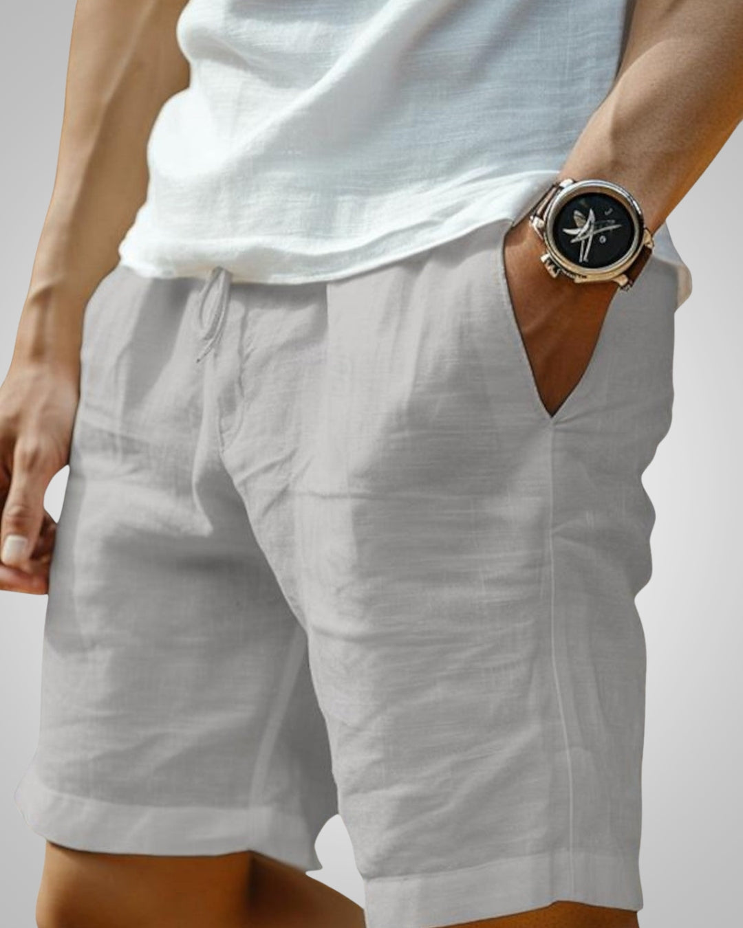 Herren Elastischer Bund Leinen Sommer Shorts