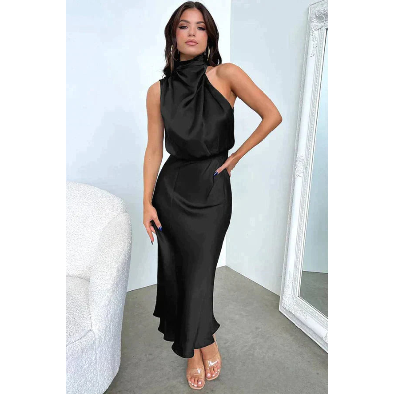 Damen Halfter Midikleid | Elegantes Kleid mit Neckholder-Ausschnitt