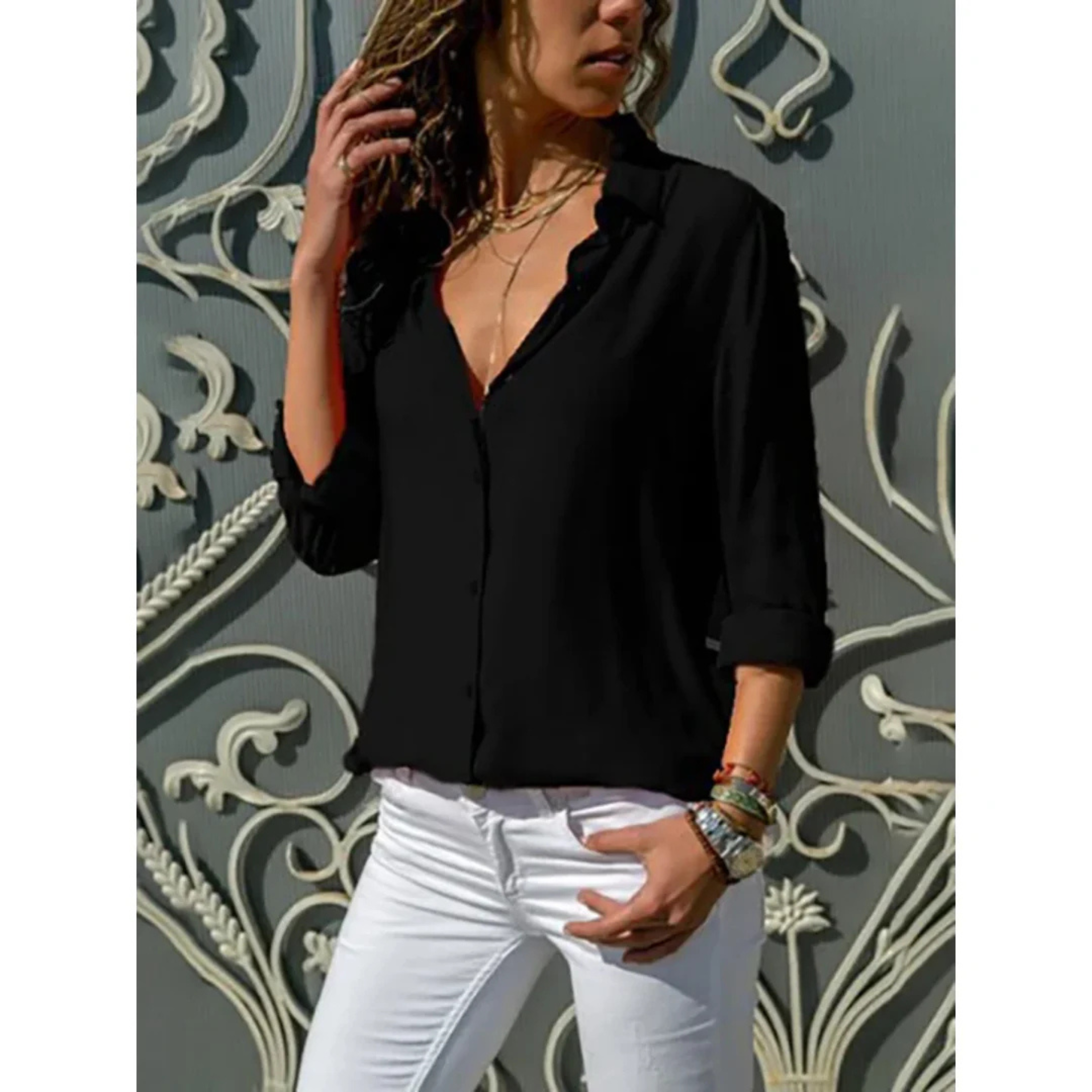 Damen Langarm Sommer Blouse