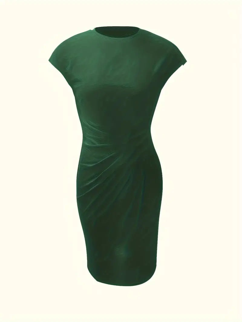 Damen Sommer Drapiert Elegant Bodycon Midikleid