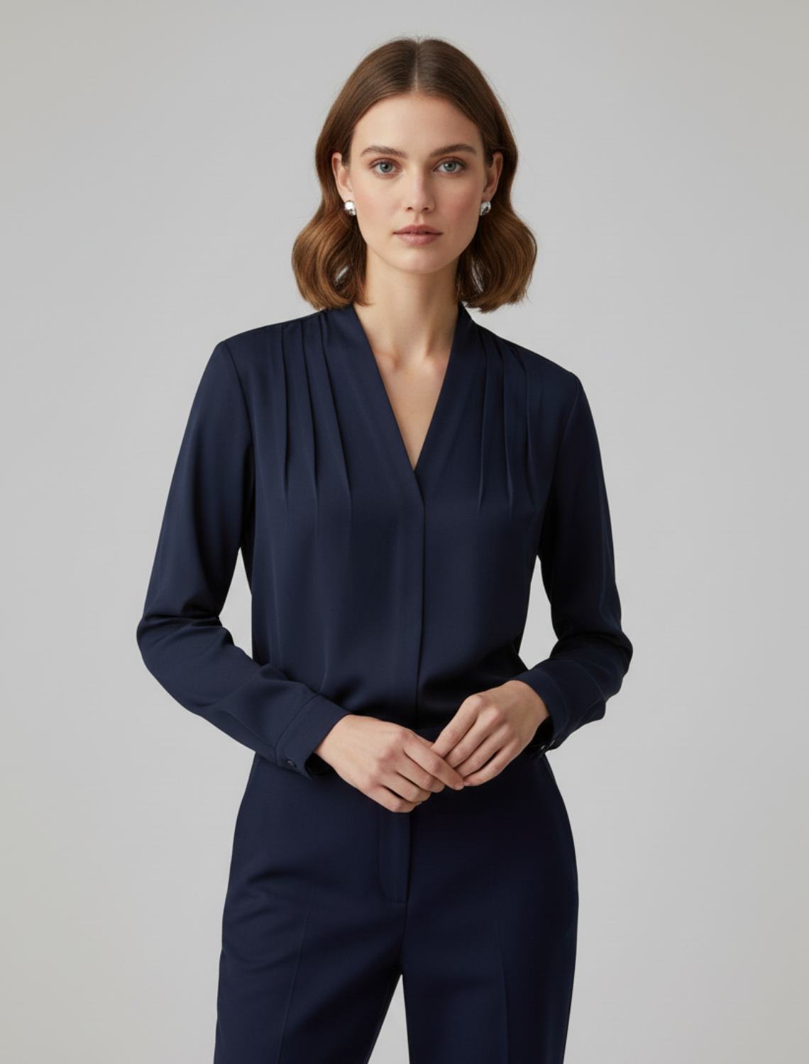 Damen Sommer Falten Langarm Bluse