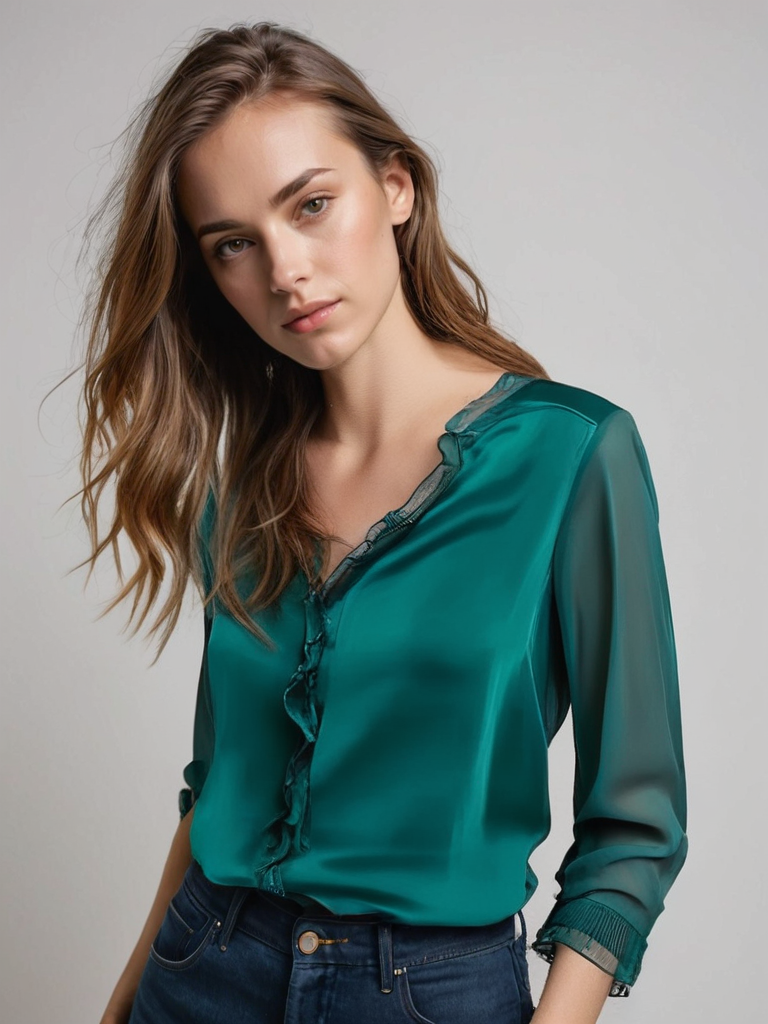 Damen Sommer V Ausschnitt Rüschen Bluse