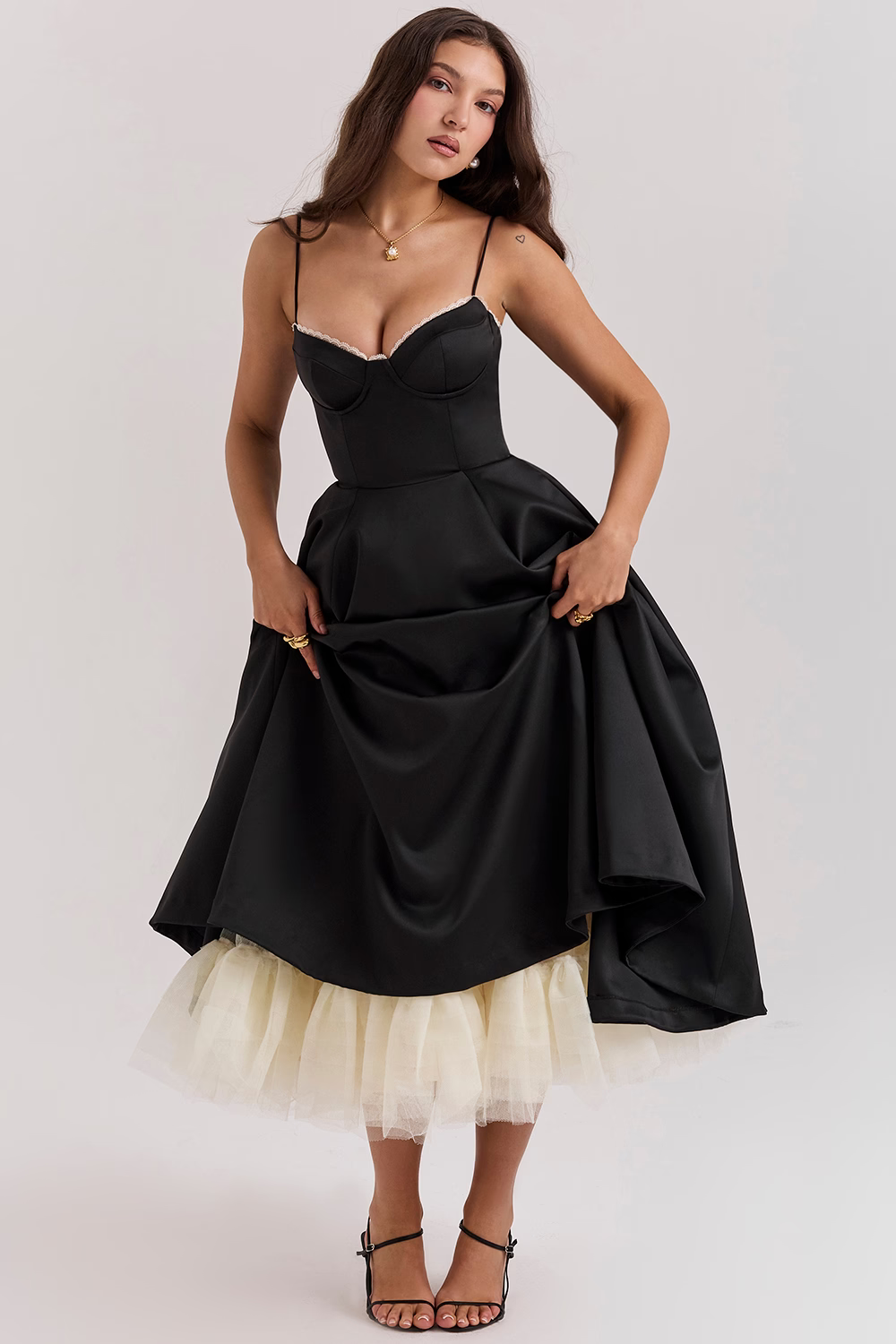 Damen Sommer Spaghettiträger Hochzeitsgast Midikleid