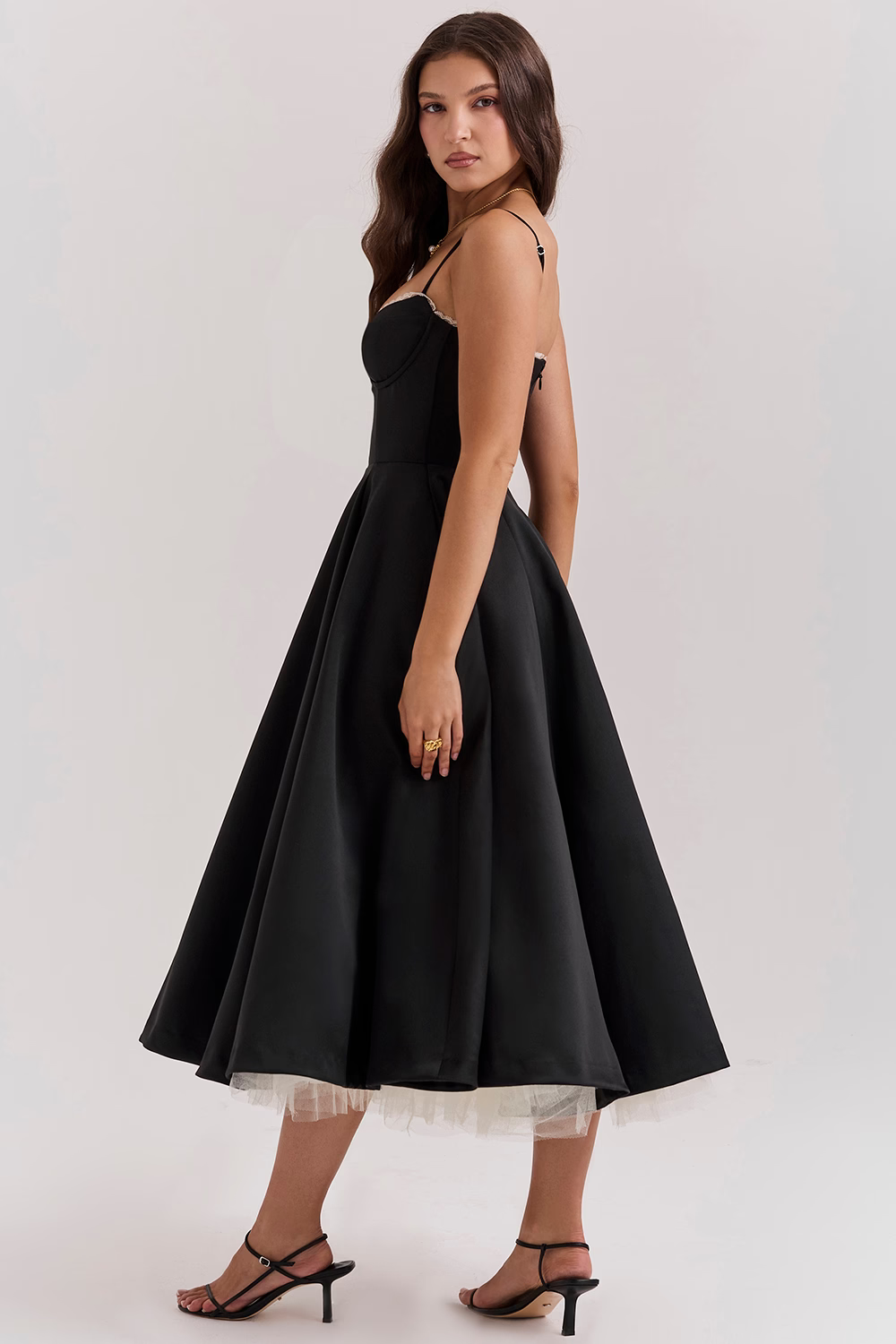 Damen Sommer Spaghettiträger Hochzeitsgast Midikleid