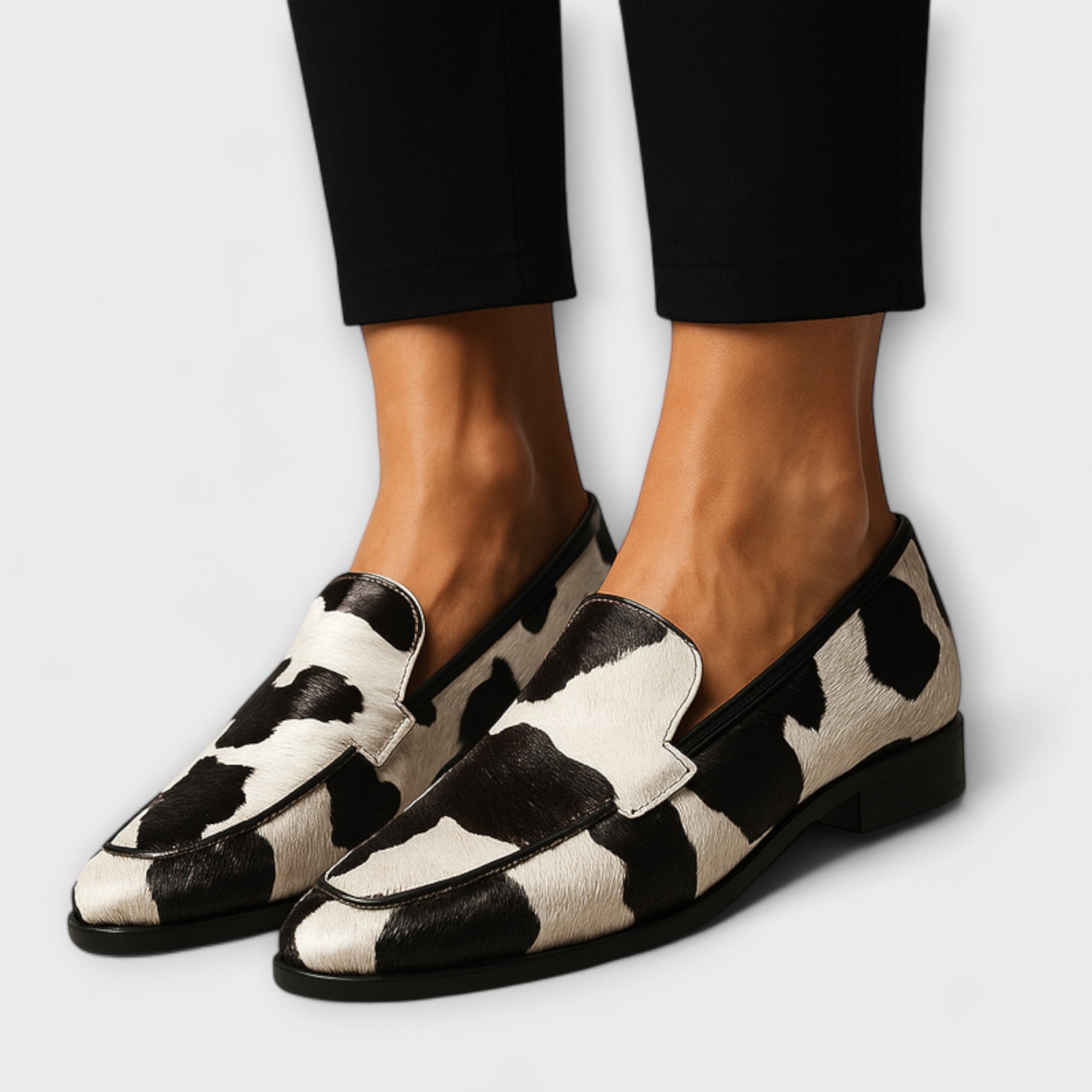 Damen Sommer Kuhmuster Slip On Loafers