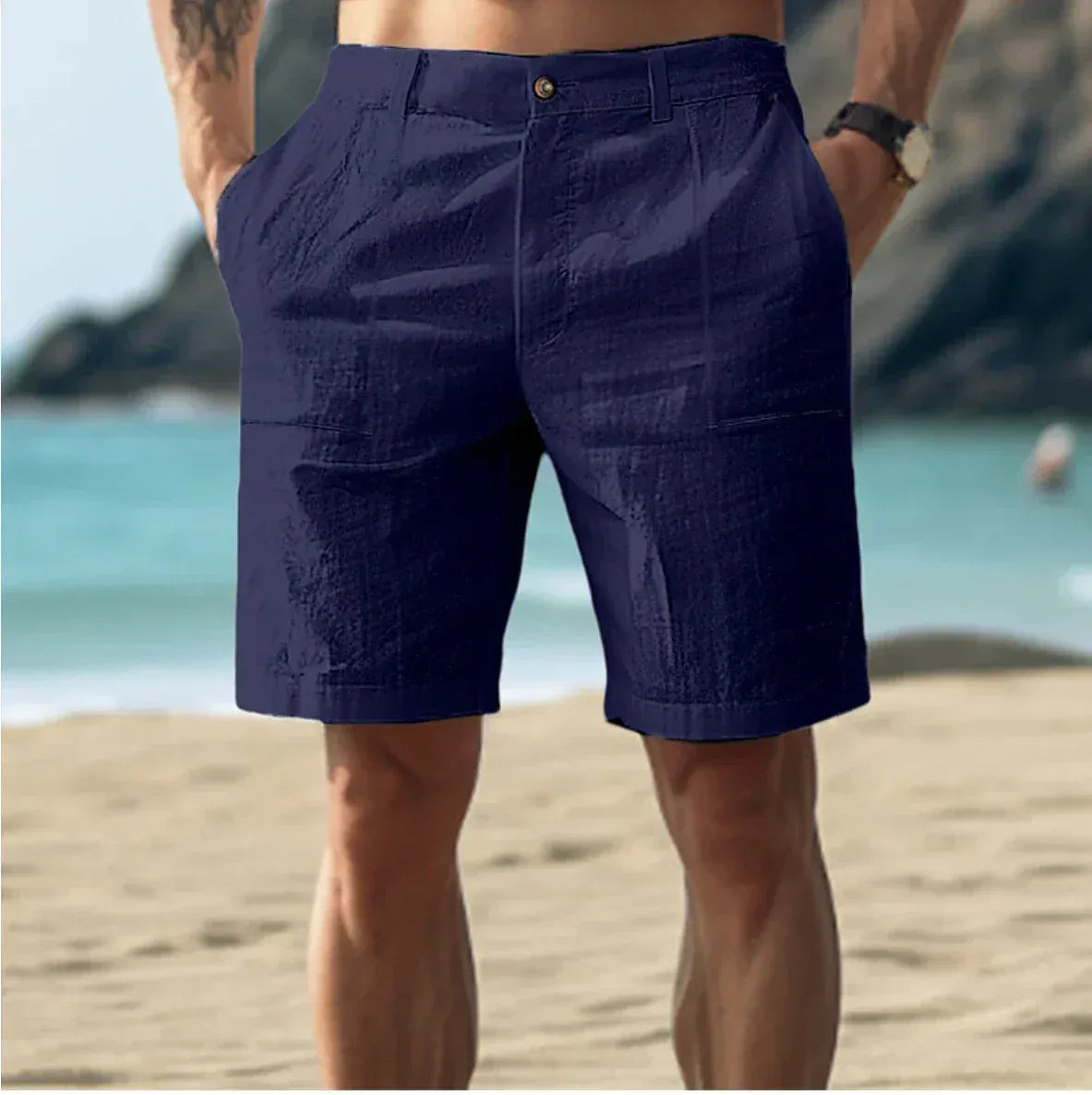 Herren Relaxed Fit Sommer Leinen Shorts