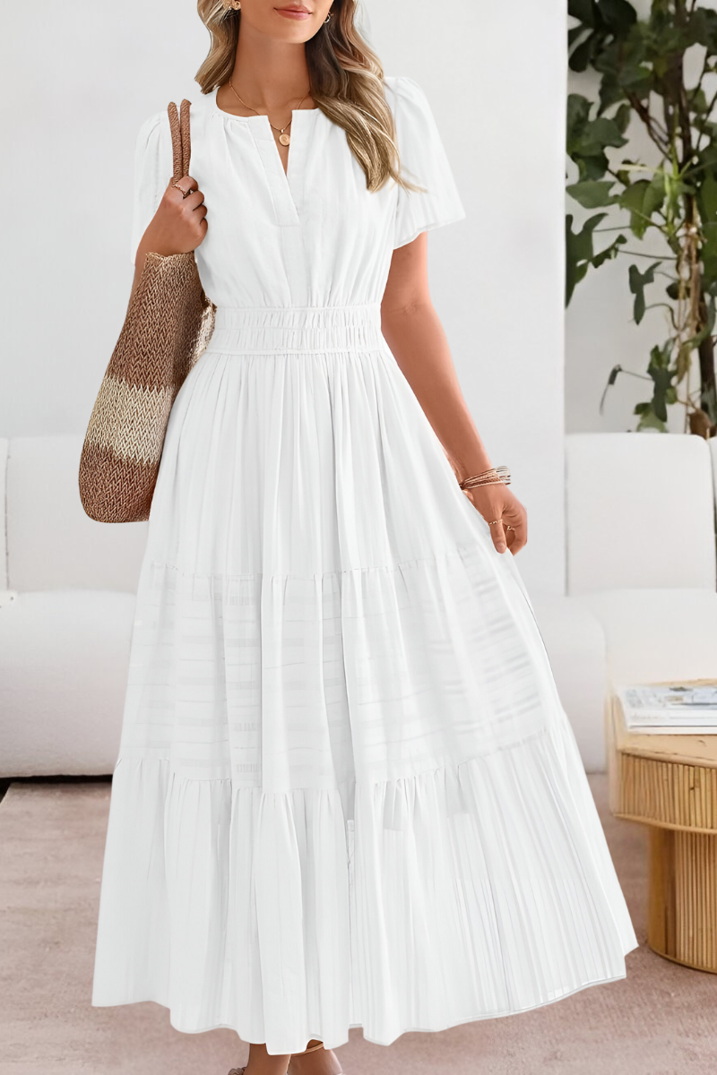 Damen Gestuft Boho Strand Midikleid