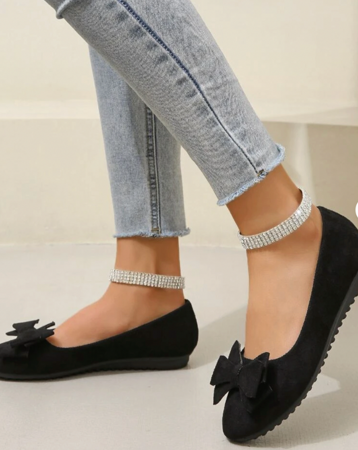Damen Rund Schleife Orthopädische Ballerinas
