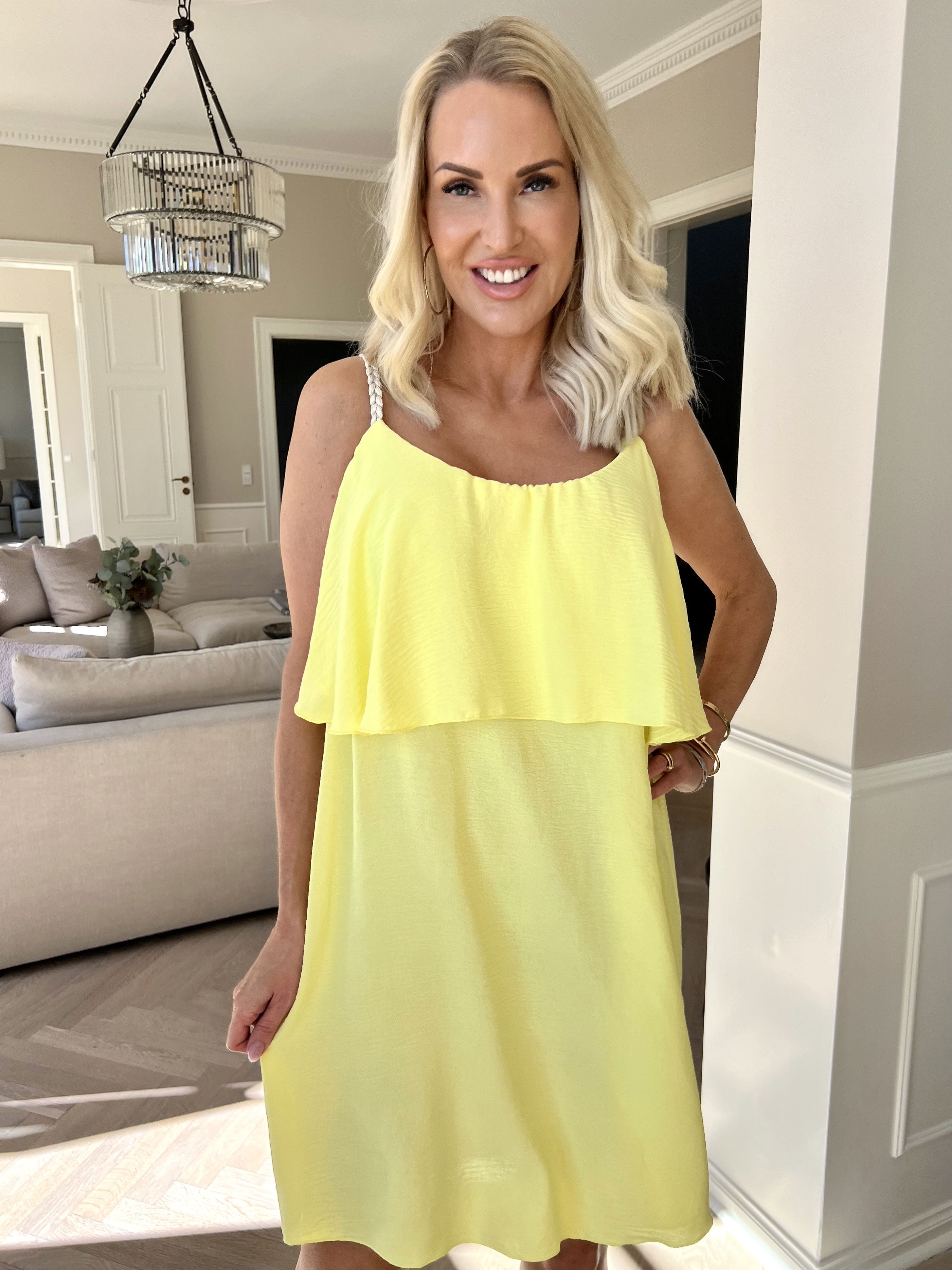 Damen Spaghettiträger Rüschen Sommer Midikleid
