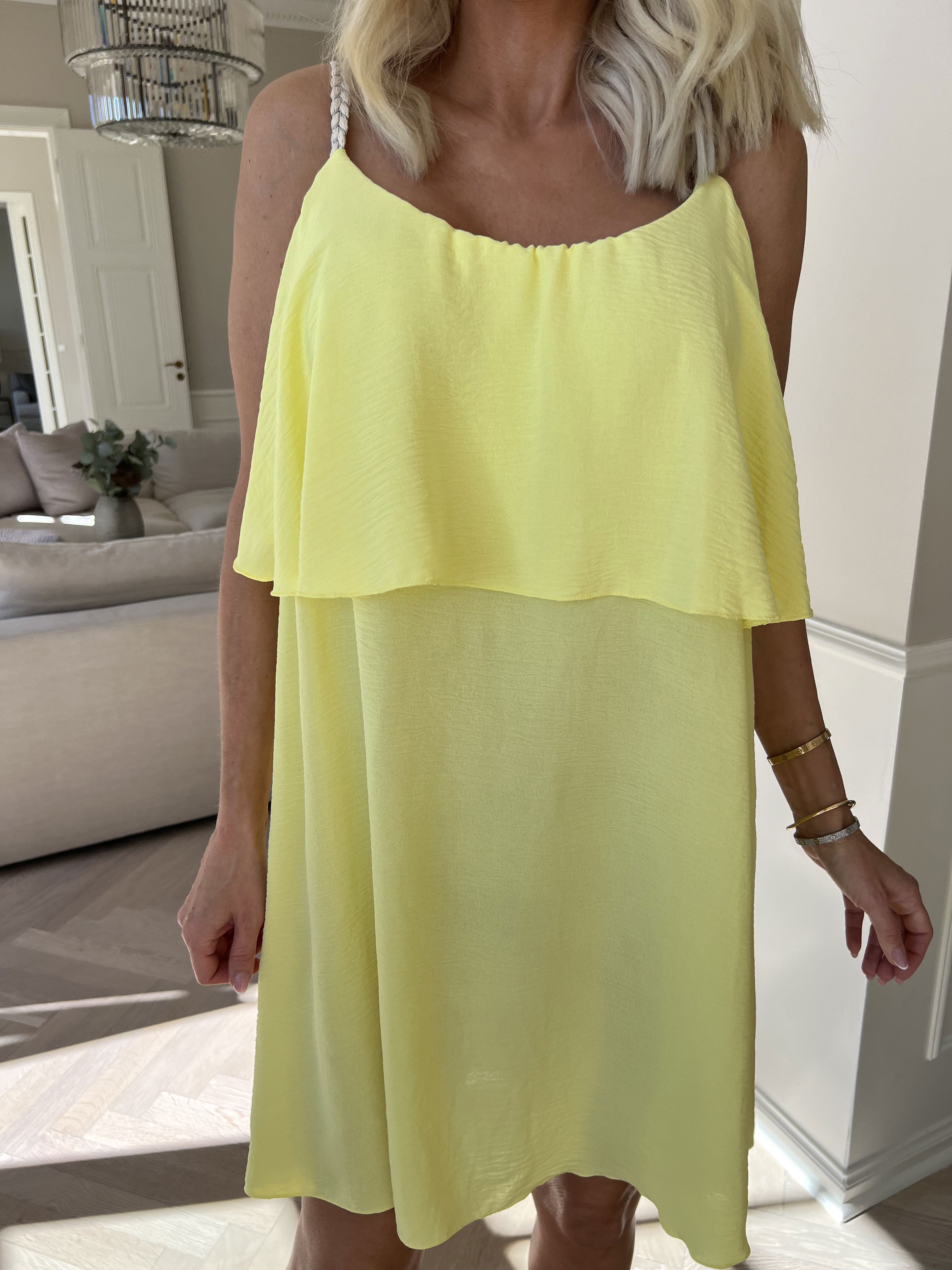 Damen Spaghettiträger Rüschen Sommer Midikleid