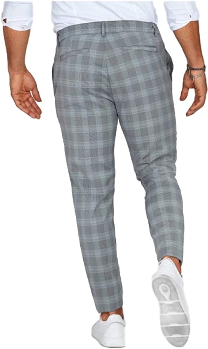 Herren Slim Fit Karierte Casual Chino Hose