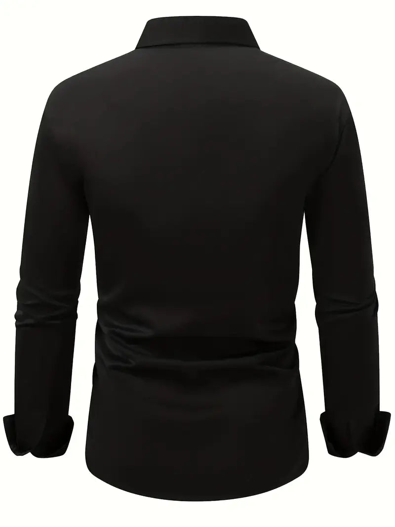 Herren Slim Fit Langarmhemd | Bügelfreies Button-Up Hemd mit Knitterschutz