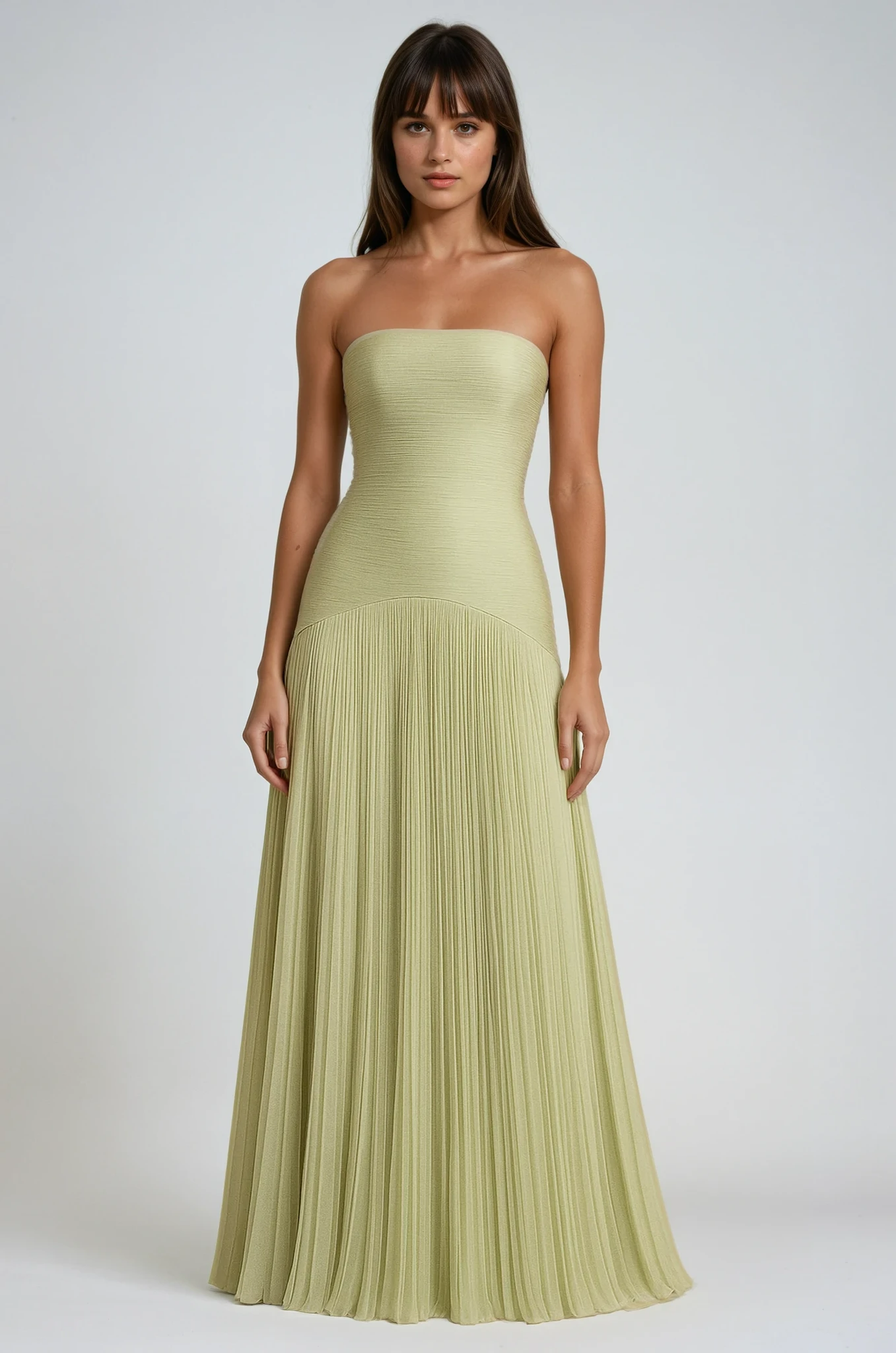 Damen Plissiertes Maxi Hochzeitsgastkleid