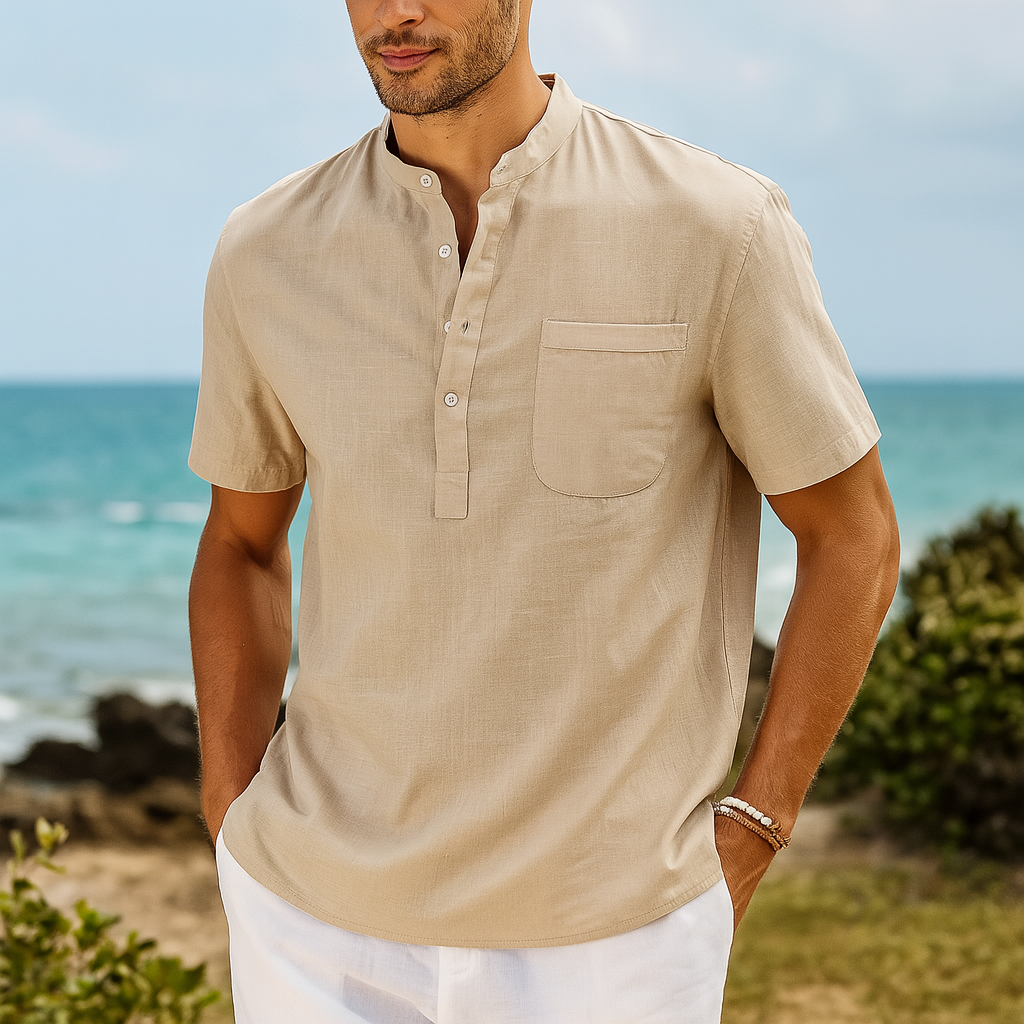 Herren Henley Poloshirt mit Knopfleiste und Relaxed Fit