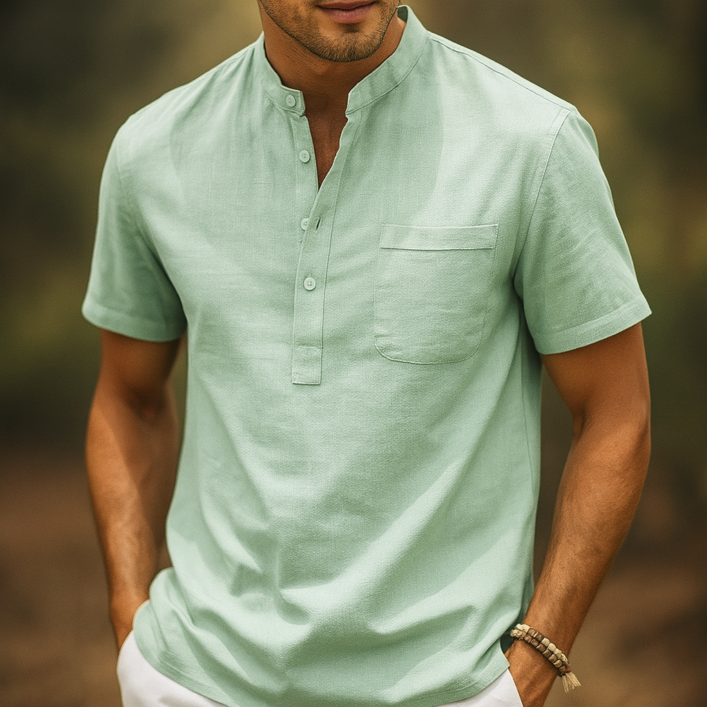 Herren Henley Poloshirt mit Knopfleiste und Relaxed Fit