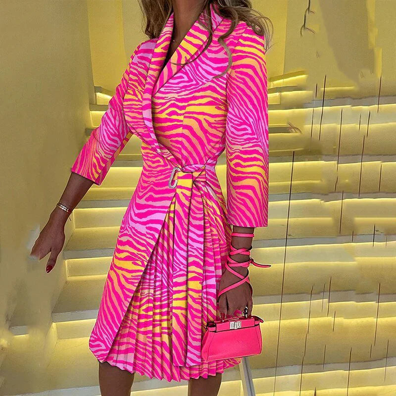 Damen Abendkleid Blazerkleid mit geschlitztem Kragen