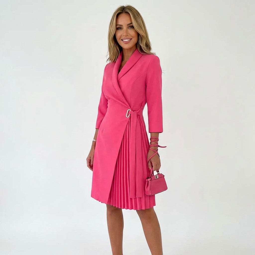 Damen Abendkleid Blazerkleid mit geschlitztem Kragen