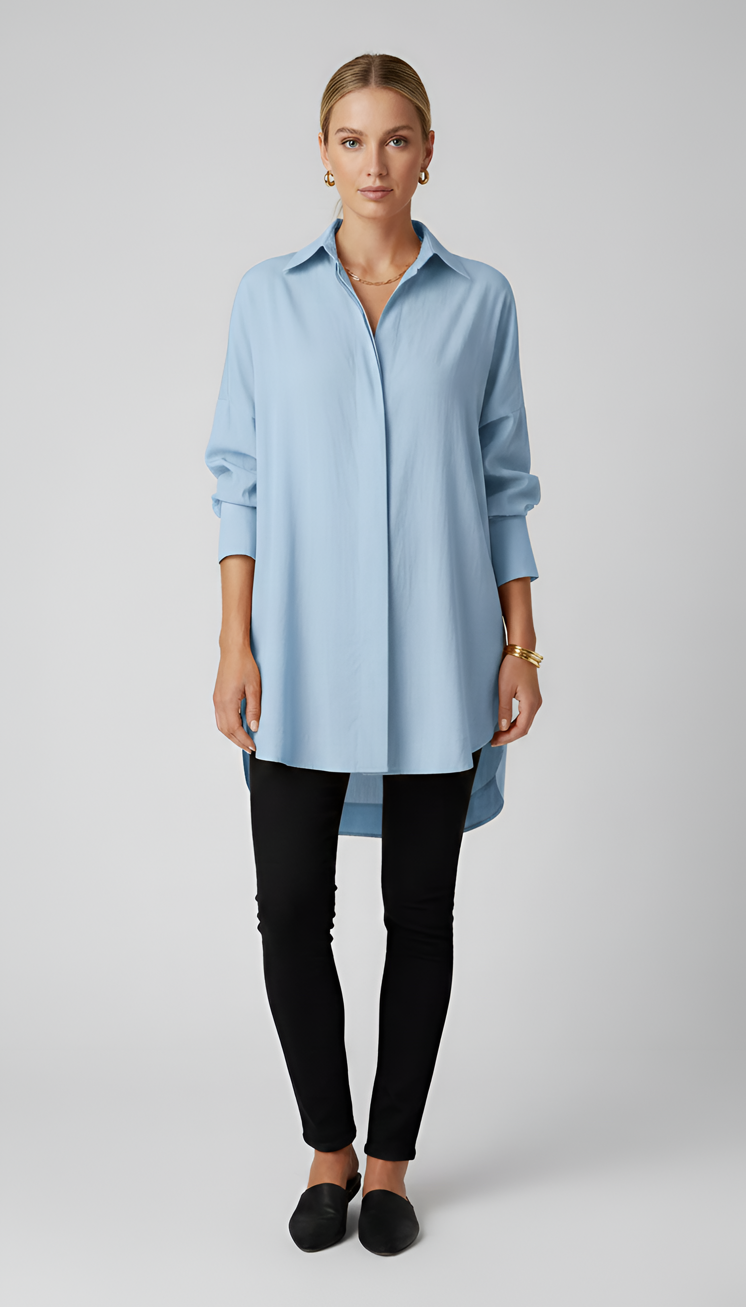 Damen Bluse im Oversized-Stil mit klassischem Kragen